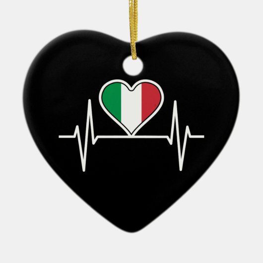 Italien - Flag Heartbeat Keramik Ornament (Vorne)