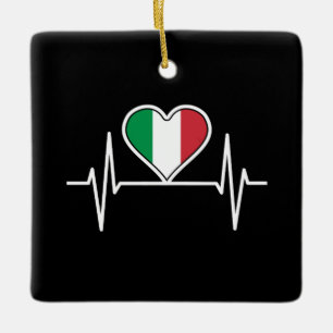 Italien - Flag Heartbeat Keramikornament