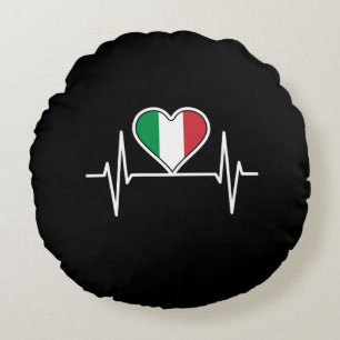 Italien - Flag Heartbeat Rundes Kissen