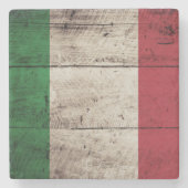 Italien-Flagge auf altem hölzernem Korn Steinuntersetzer (Vorderseite)