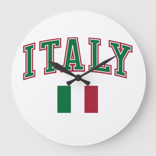 Italien + Flagge Große Wanduhr (Vorderseite)