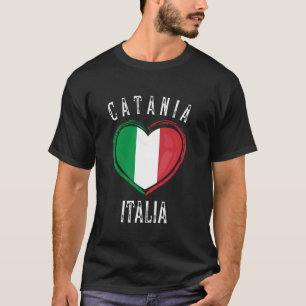 Italien-Flagge Herz Catania Stadt T-Shirt