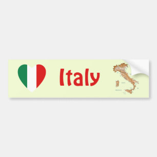 Italien-Flagge Herz + Karte Aufkleber Autoaufkleber