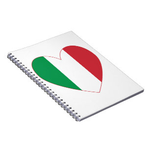 Italien-Flagge Herz Roter Rand Notizblock