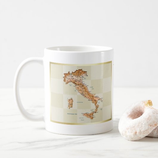 Italien-Flagge + Karten-Tasse Kaffeetasse (Mit Donut)