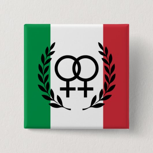 Italien-Flagge Sapphisches Symbol-Abzeichen Button (Vorderseite)