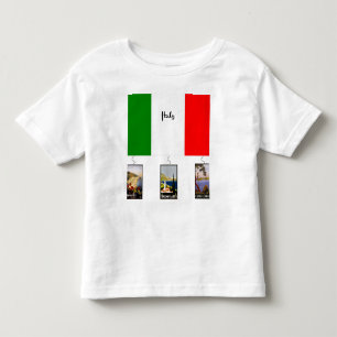 Italien - Flagge und drei Vintage-Reiseposter Kleinkind T-shirt