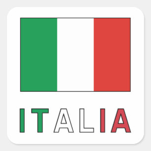 Italien Flagge & Wort Quadratischer Aufkleber