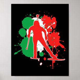 Italien Flaggenbiathlonist - Italienischer Biathlo Poster