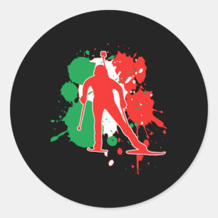 Italien Flaggenbiathlonist - Italienischer Biathlo Runder Aufkleber