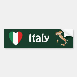 Italien Flaggenschwerpunkt + Karte Autoaufkleber