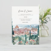 Italien Florentiner Landschaft Einladung Hochzeite (Stehend Vorderseite)