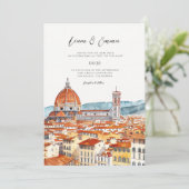 Italien Florentiner Landschaft Einladung Hochzeite (Stehend Vorderseite)