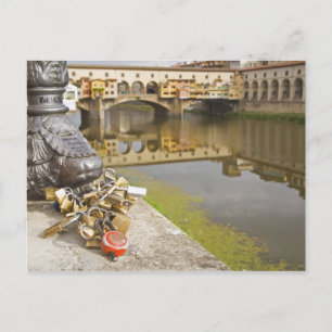 Italien, Florenz, Liebe Locks und Reflektionen in Postkarte
