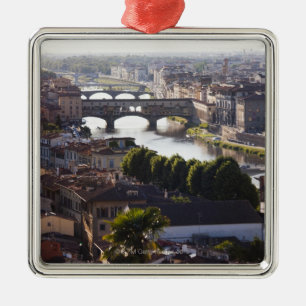 Italien, Florenz, Ponte Vecchio und der Arno Silbernes Ornament