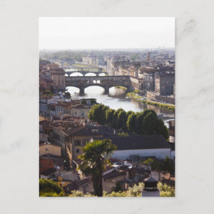 Italien, Florenz, Ponte Vecchio und Fluss Arno Postkarte