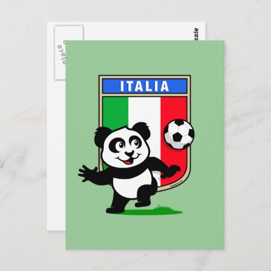 Italien Football Panda Postkarte (Vorne/Hinten)