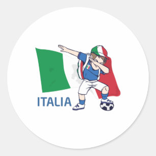 Italien Fußball Fan Kind Dabbing Schulboy Runder Aufkleber