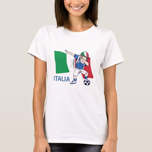 Italien Fußball Fan Kind Dabbing Schulboy T-Shirt (Vorderseite)