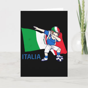 Italien Fußball Fan Kind Dabbing Schüler T-Shirt  Karte