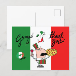 Italien Grazie Pizza Koch Wine Kiss XOXO Postcard Postkarte