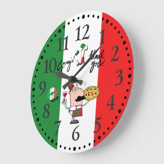 Italien Grazie Pizza Wine Kiss Deco Clock Große Wanduhr (Winkel)