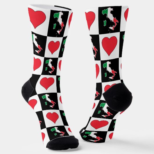 Italien Herzensstift Italienische Flagge Karte Socken (Gewinkelt)
