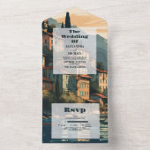 Italien Hochzeit in Urlaubsort Como All In One Einladung (Innen Boden)
