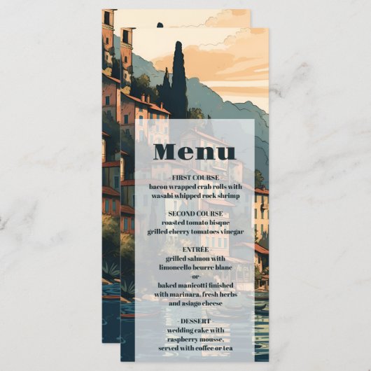 Italien Hochzeit in Urlaubsort Como Menükarte (Vorne/Hinten)