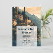 Italien Hochzeit in Urlaubsort Como Save The Date (Stehend Vorderseite)