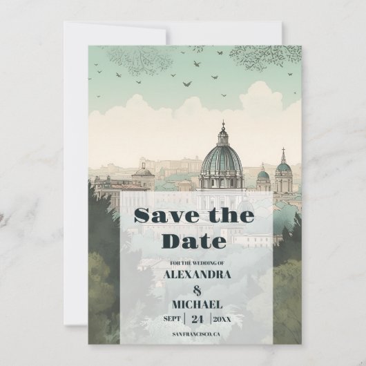 Italien Hochzeit in Urlaubsort Rom Save The Date (Vorderseite)