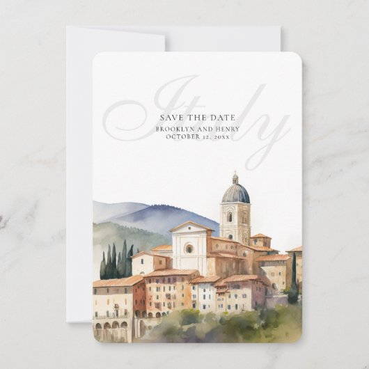 Italien Hochzeit in Urlaubsort Save the Date Karte (Vorderseite)