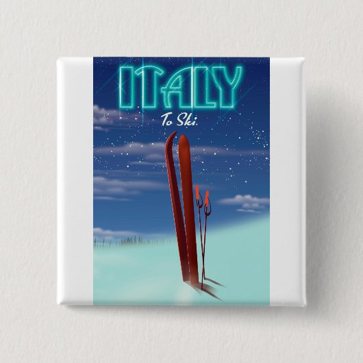 Italien "Ice" Ski-Reiseplakat. Button (Vorderseite)