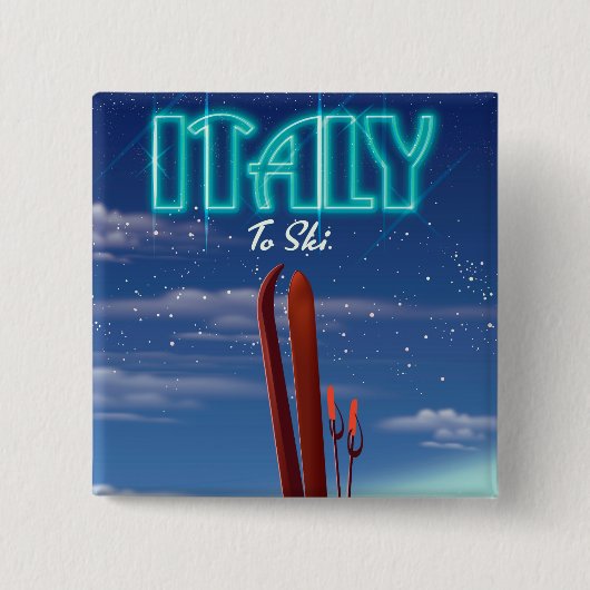 Italien "Ice" Ski-Reiseplakat. Button (Vorderseite)