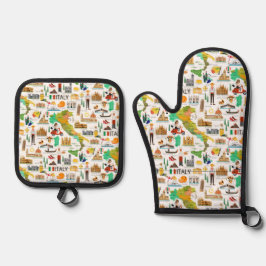 Italien Icons Design Ofenhandschuh & Topflappen-Set