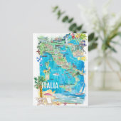 Italien Illustrierte Reisekarte Postkarte (Stehend Vorderseite)