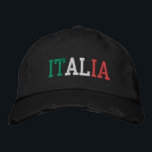 ITALIEN Italien Farbenfarben Grün Weißrot Vintager Bestickte Baseballkappe<br><div class="desc">ITALIA bestickt mit italienischen Flag Farben Grün Weiß und Rot auf Schwarz Vintage Stil bedrückte Baumwollhut bestickt. Schenken Sie jedem,  der das schöne Land Italiens liebt,  ein wunderbares Geschenk!</div>