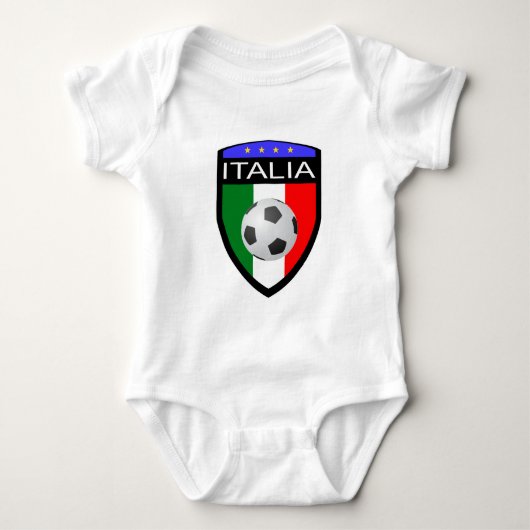 Italien-/Italien-Flaggen-Flecken - mit Fußball Baby Strampler (Vorderseite)