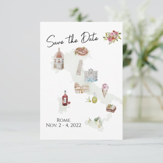 Italien, Italien - Reise, Italienisch Save the Dat Einladung (Stehend Vorderseite)