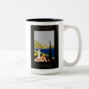 Italien Italien See Retro Vintage Reiseplakat Zweifarbige Tasse