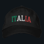 ITALIEN Italienisch Grün Weiß und Rot auf Schwarz Bestickte Baseballkappe<br><div class="desc">ITALIA bestickt mit italienischen Flag Farben Grün Weiß und Rot auf schwarzen Baumwollhut. Schenken Sie jedem,  der das schöne Land Italiens liebt,  ein wunderbares Geschenk!</div>