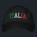 ITALIEN Italienisch Grün Weiß und Rot auf Schwarz Bestickte Baseballkappe<br><div class="desc">ITALIA bestickt mit italienischen Flag Farben Grün Weiß und Rot auf schwarzen Baumwollhut. Schenken Sie jedem,  der das schöne Land Italiens liebt,  ein wunderbares Geschenk!</div>
