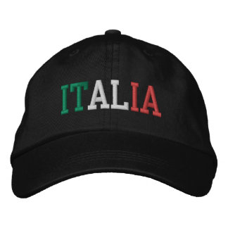 ITALIEN Italienisch Grün Weiß und Rot auf Schwarz Bestickte Baseballkappe