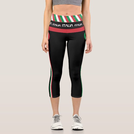 Italien & Italienische Fahne Mode, Fitness, Sport Capri Leggings (Vorderseite)