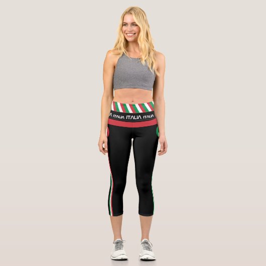 Italien & Italienische Fahne Mode, Fitness, Sport Capri Leggings (Vorderseite)