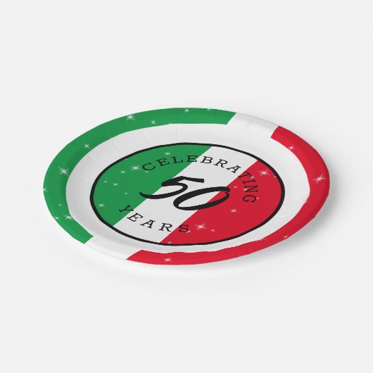 Italien Italienische Flagge Italienisch Geburtstag Pappteller (Schrägansicht)