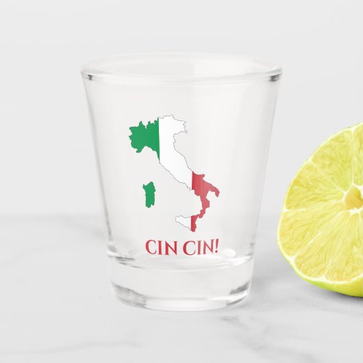 Italien Italienische Flagge Karte Cin Cin Cheers Schnapsglas (Vorderseite)