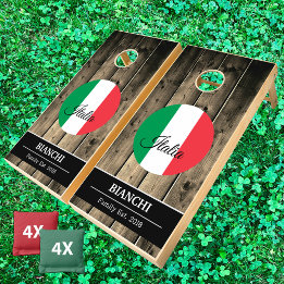Italien & Italienische Flagge Rustikales Holz / Fa