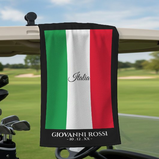 Italien Italienische Flagge Schwarzer Trim Name Te Golfhandtuch