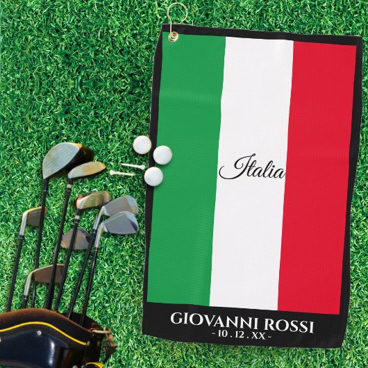 Italien Italienische Flagge Schwarzer Trim Name Te Golfhandtuch